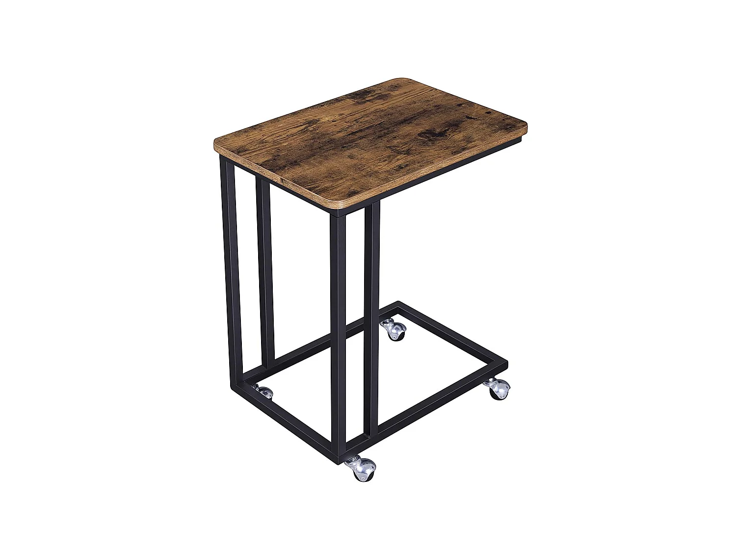 VASAGLE Table d'extrémité, table d'appoint, table basse, avec structure en acier et roulettes, assemblage facile, industriel, pour salon, chambre à coucher,
