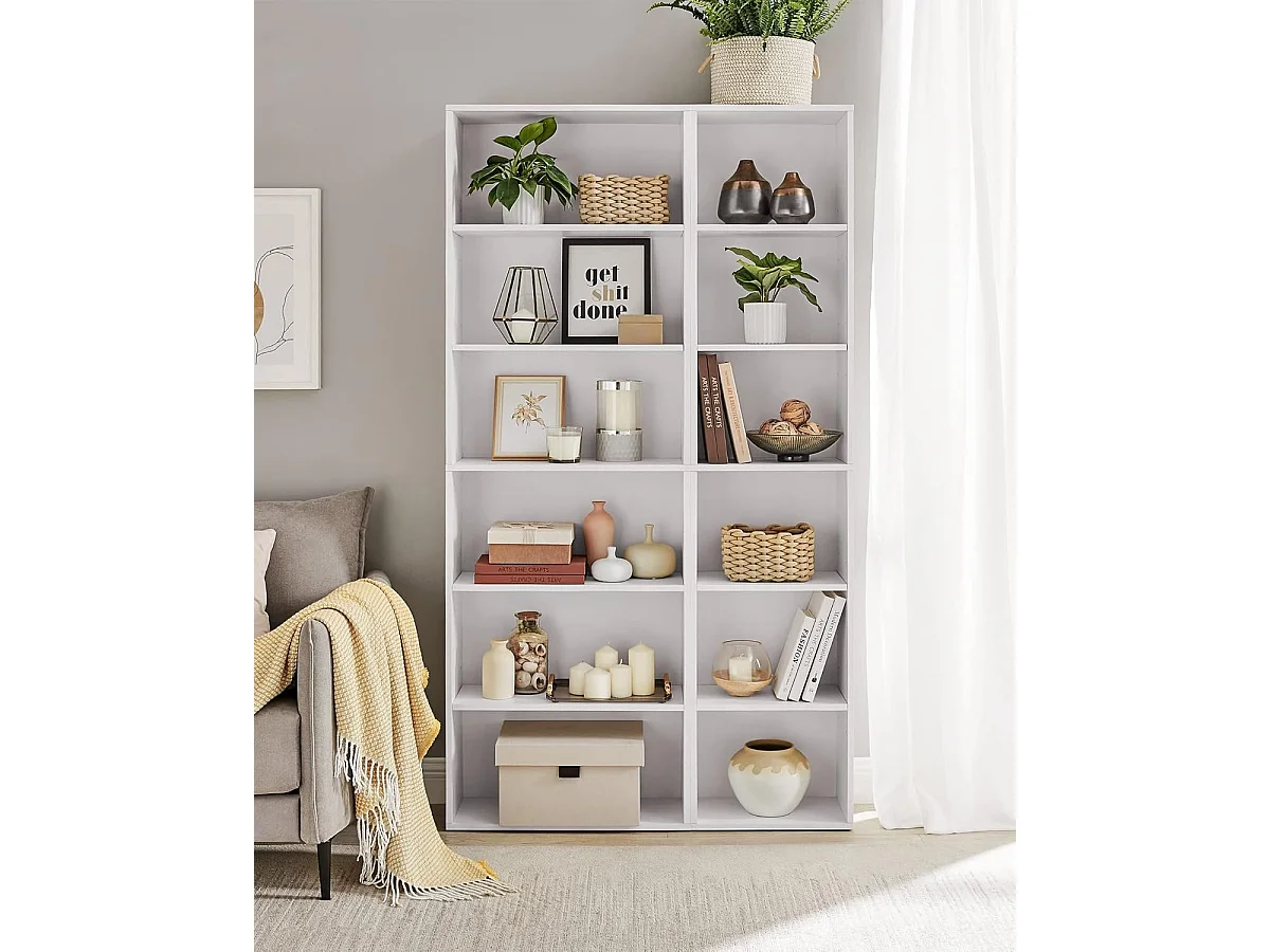 Parya Home Scandinavische Boekenkast – Staand opbergrek met 6 niveaus, 24 x 60 x 178,5 cm, wit