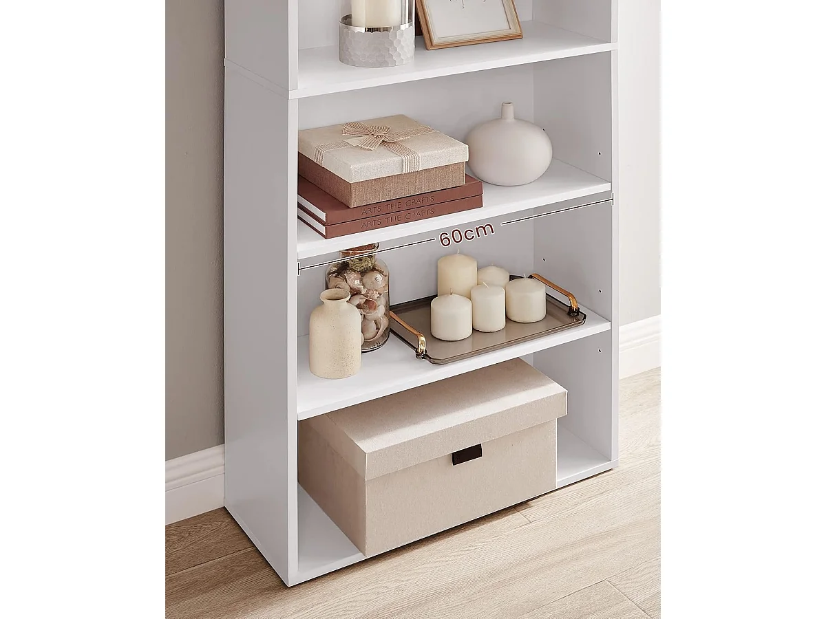Parya Home Scandinavische Boekenkast – Staand opbergrek met 6 niveaus, 24 x 60 x 178,5 cm, wit