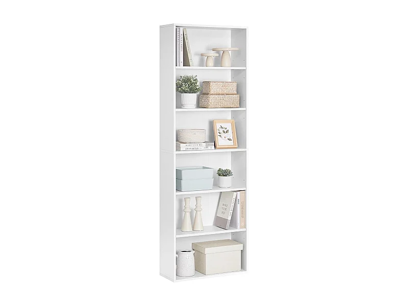 Parya Home Scandinavische Boekenkast – Staand opbergrek met 6 niveaus, 24 x 60 x 178,5 cm, wit