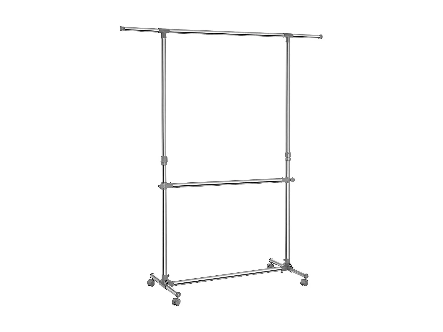 Bobbel Home - Garderoberek - Met wieltjes - Hoogte verstelbaar -  RVS - Zilver