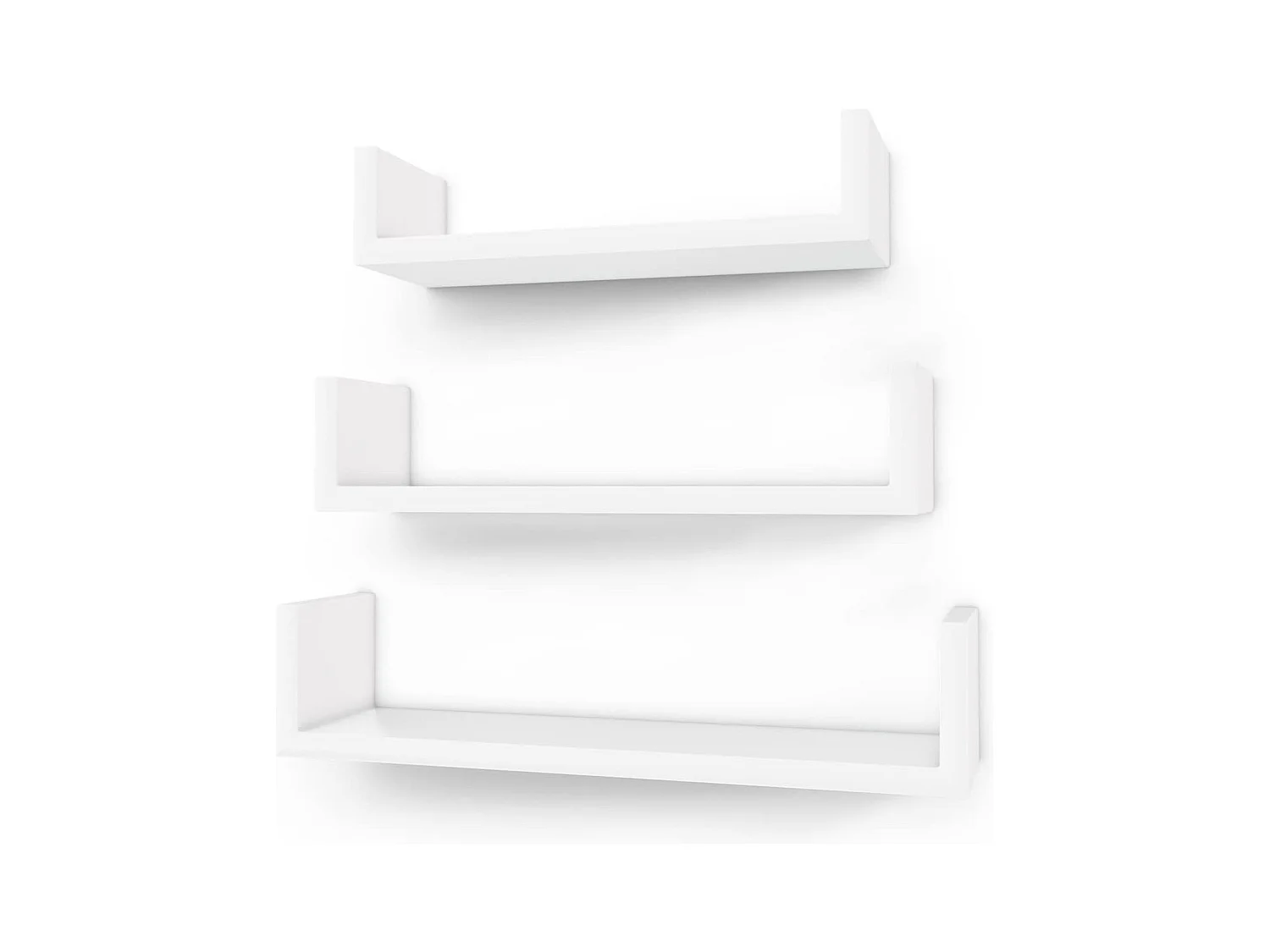 wandplank set van 3 U-vormige zwevende plank creatieve lounge kubus plank MDF-plaat wit LWS40WT