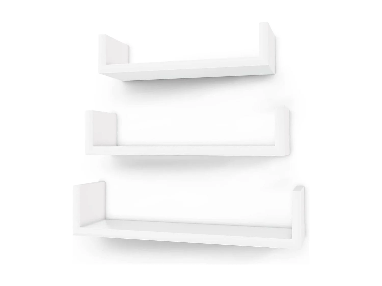 wandplank set van 3 U-vormige zwevende plank creatieve lounge kubus plank MDF-plaat wit LWS40WT