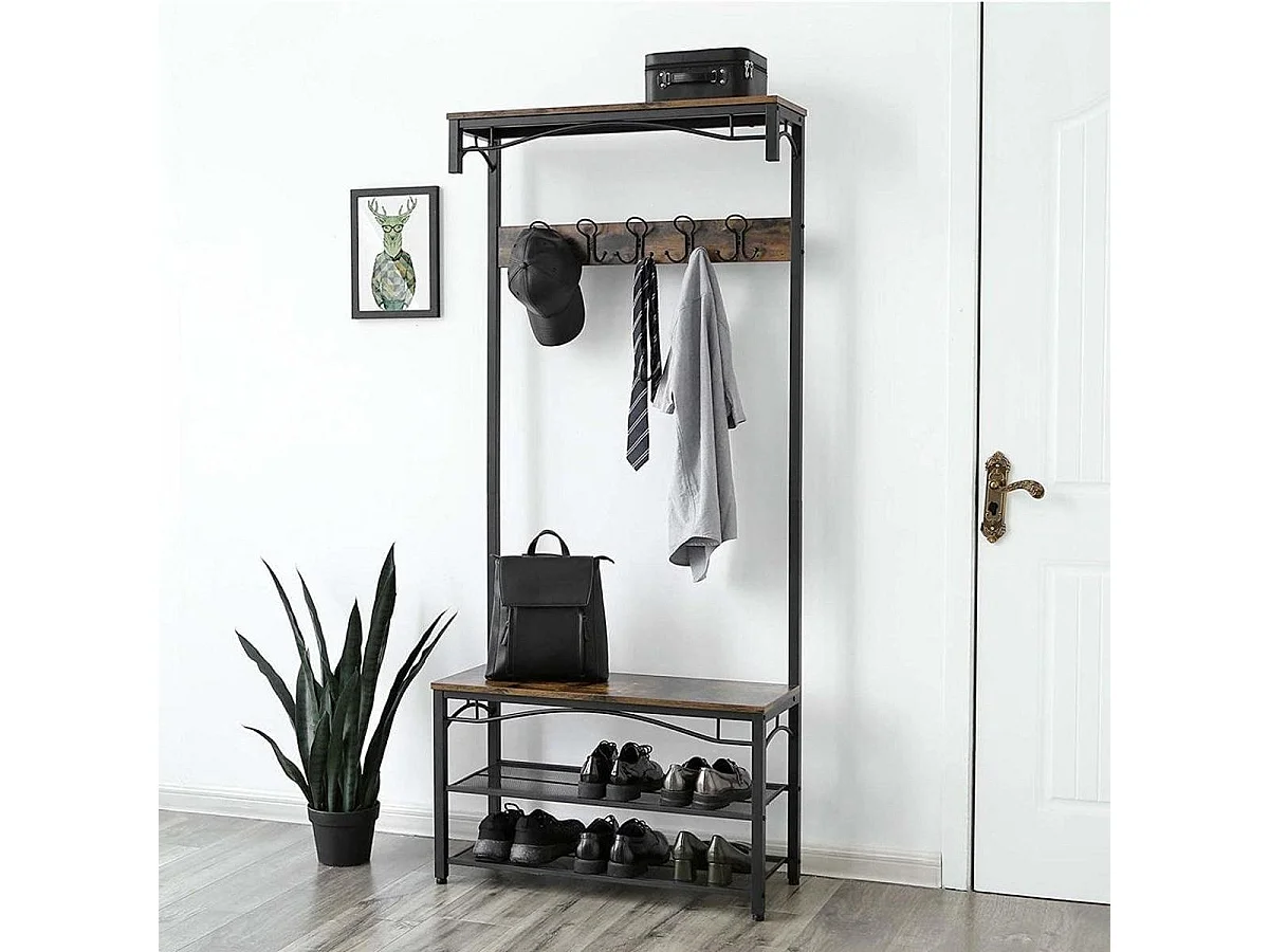 Bobbel Home - Garderoberek -  Zitbank - 5 afneembare haken - Vintage