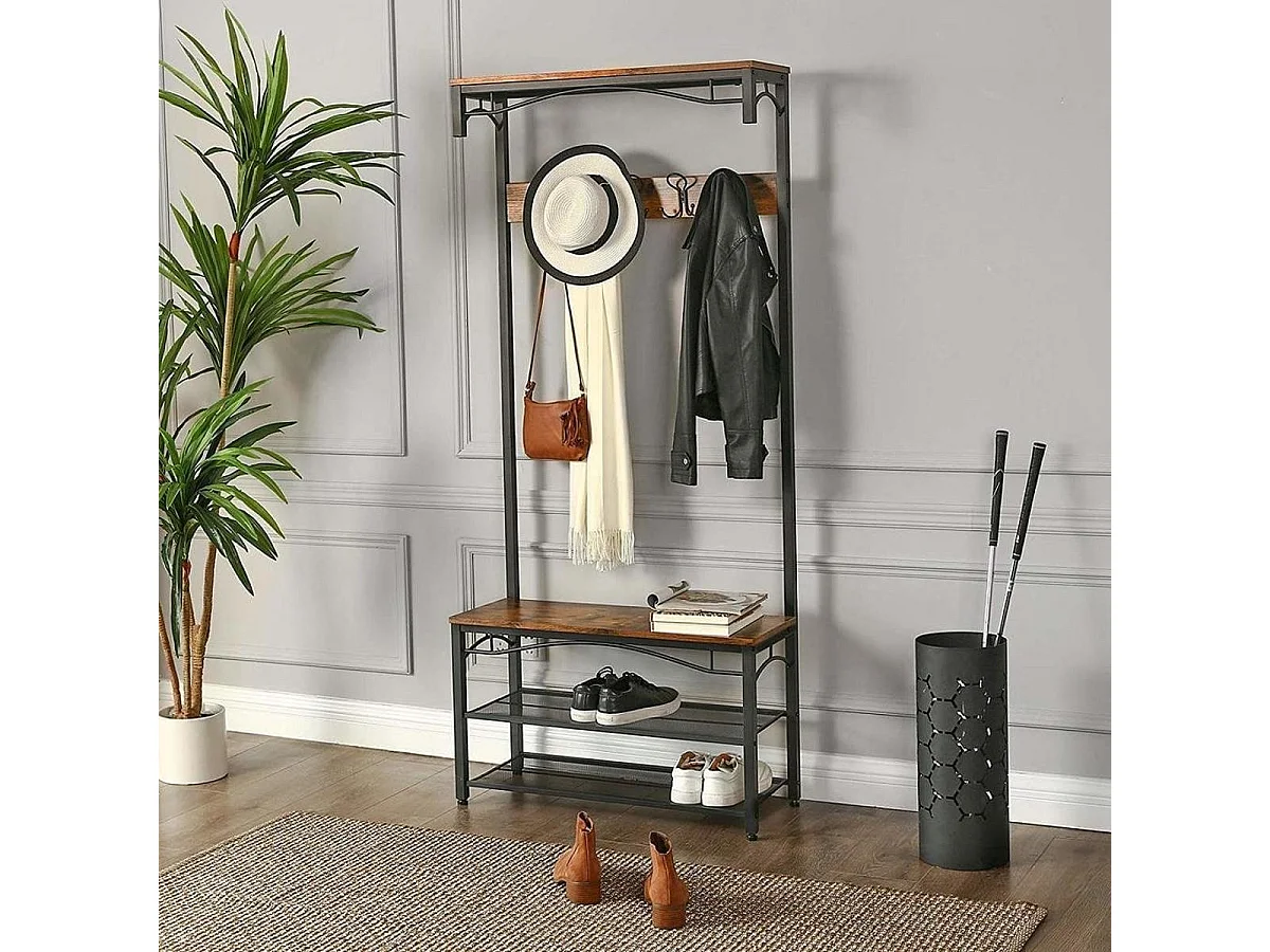 Bobbel Home - Garderoberek -  Zitbank - 5 afneembare haken - Vintage