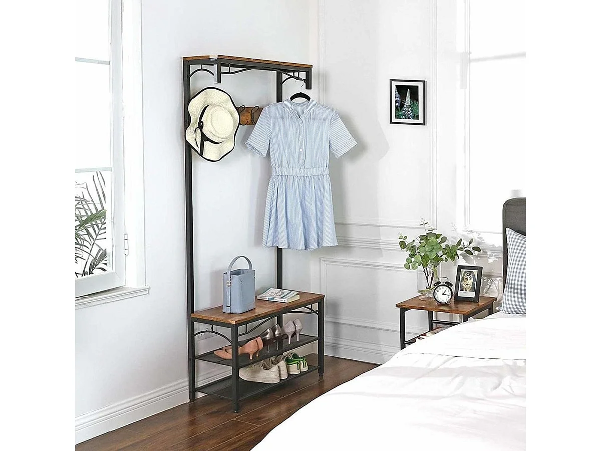 Bobbel Home - Garderoberek -  Zitbank - 5 afneembare haken - Vintage