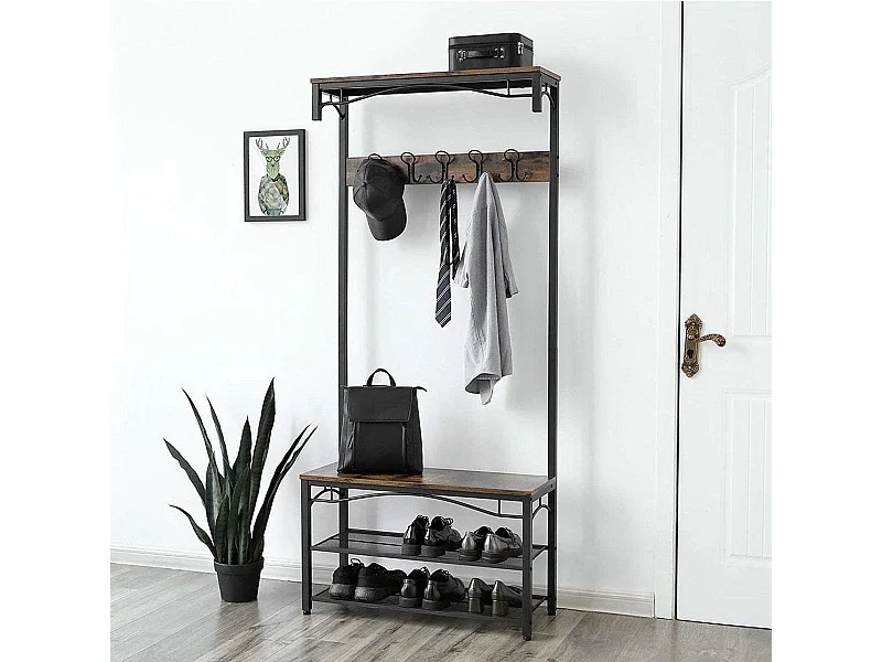 Bobbel Home - Garderoberek -  Zitbank - 5 afneembare haken - Vintage