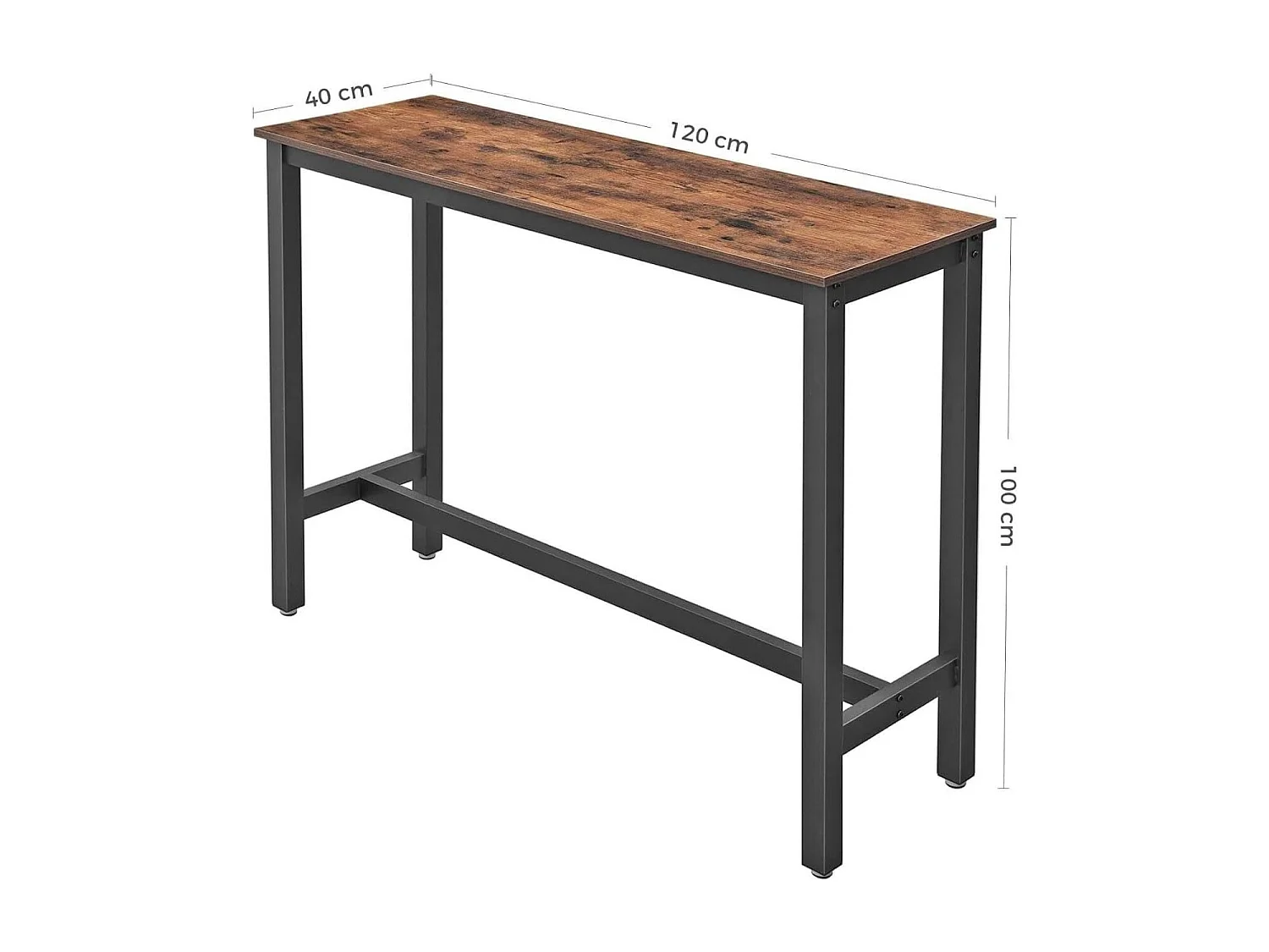 Parya Home - Smalle bartafel - Metale frame - Industrieel - Vintage - Zwart/Bruin