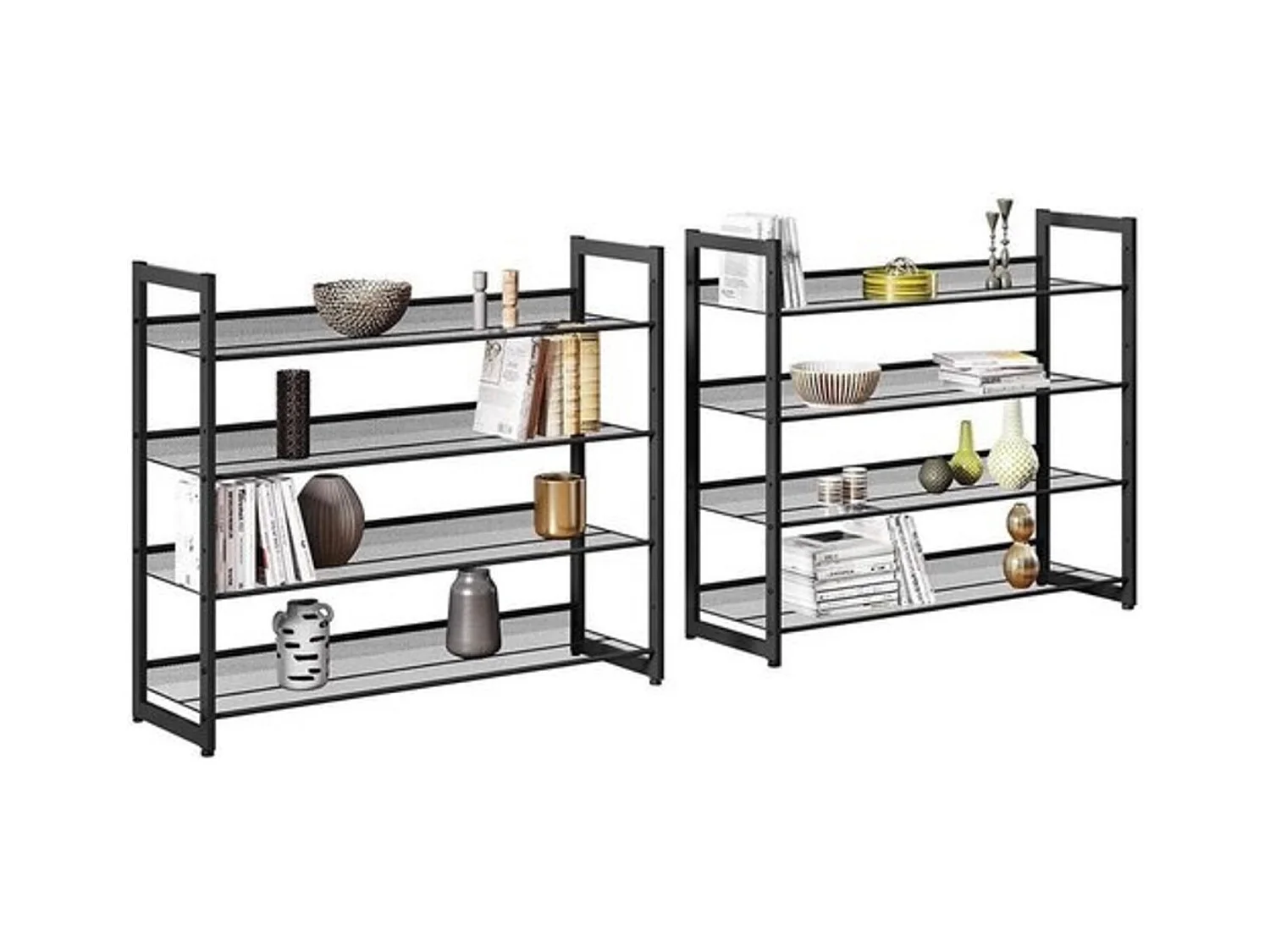 Parya Home schoenenrek met 8 roosters metaal zwart