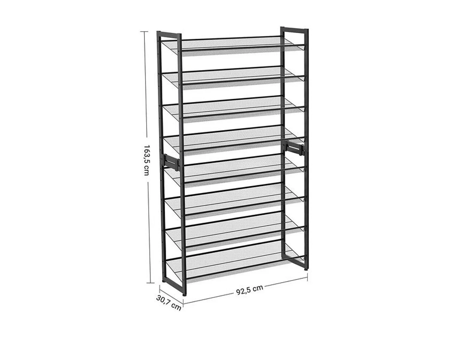 Parya Home schoenenrek met 8 roosters metaal zwart