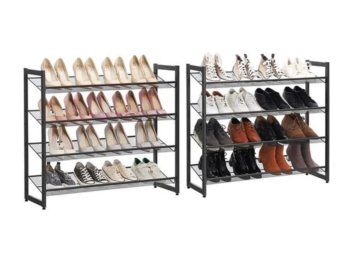 Parya Home schoenenrek met 8 roosters metaal zwart