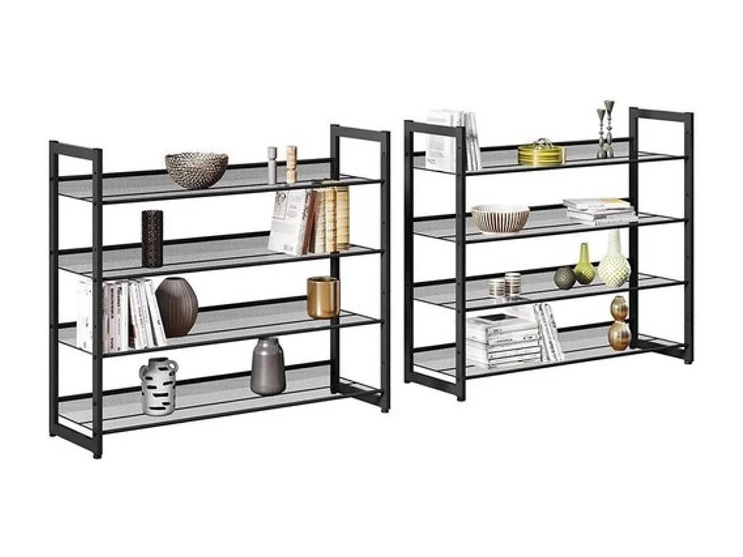 Parya Home schoenenrek met 8 roosters metaal zwart