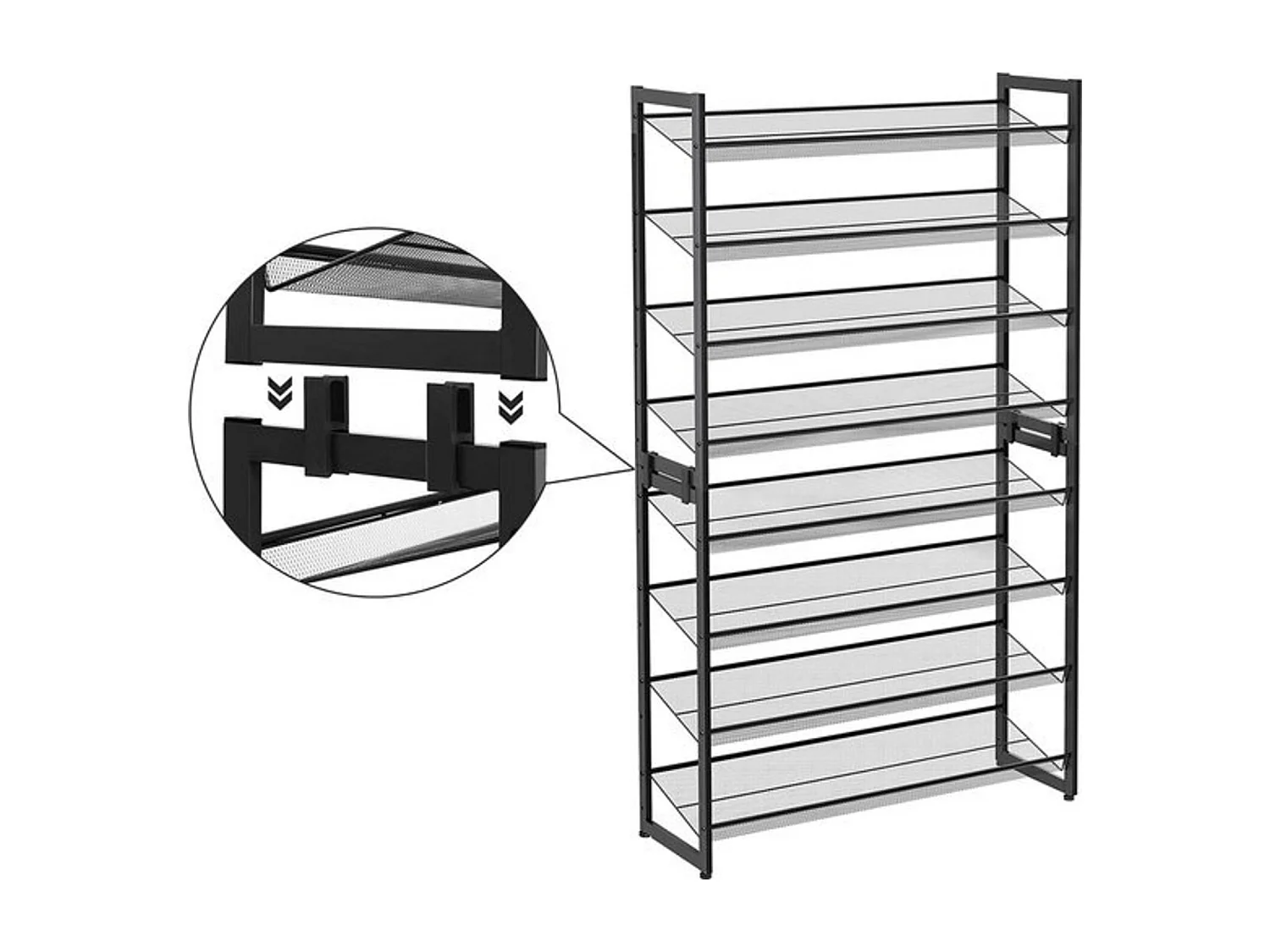 Parya Home schoenenrek met 8 roosters metaal zwart