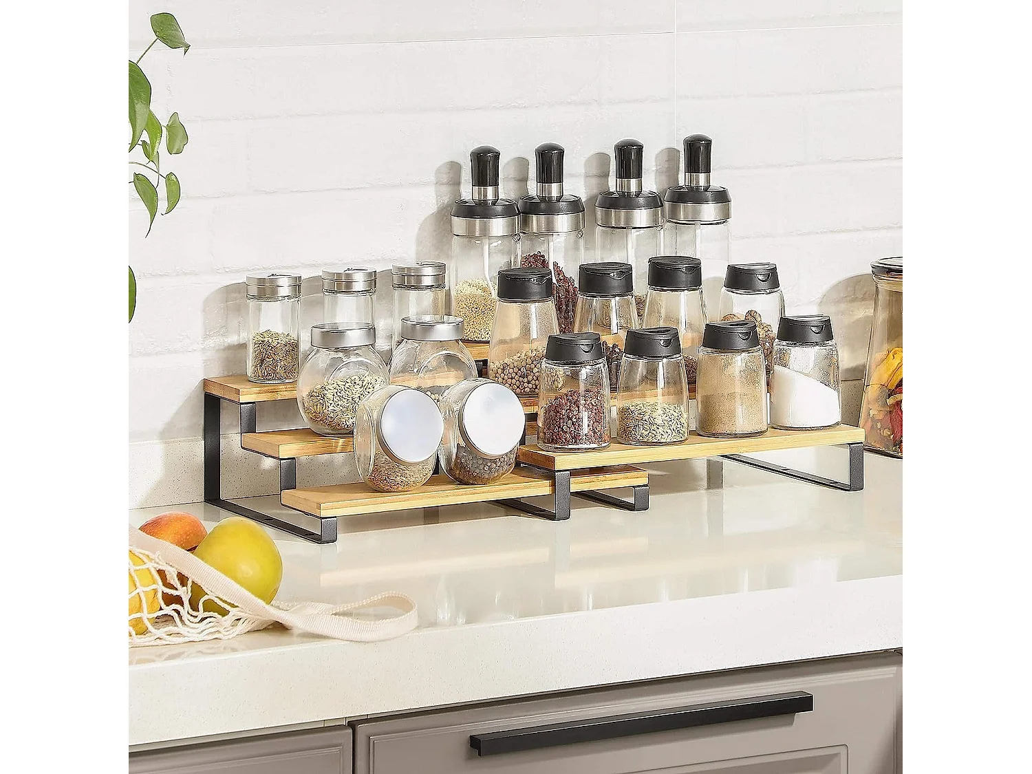 Bobbel Home - Kruidenrekken - Industrieel - Set van 2 - 3 planken - Zwart