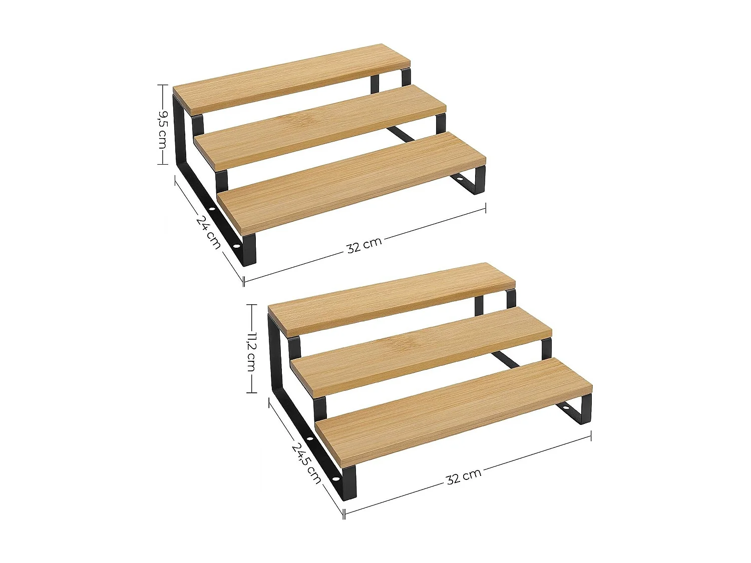 Bobbel Home - Kruidenrekken - Industrieel - Set van 2 - 3 planken - Zwart