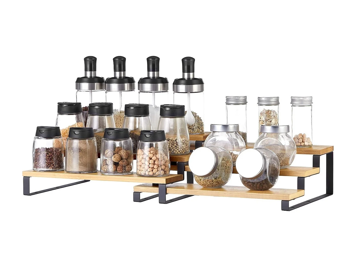 Bobbel Home - Kruidenrekken - Industrieel - Set van 2 - 3 planken - Zwart