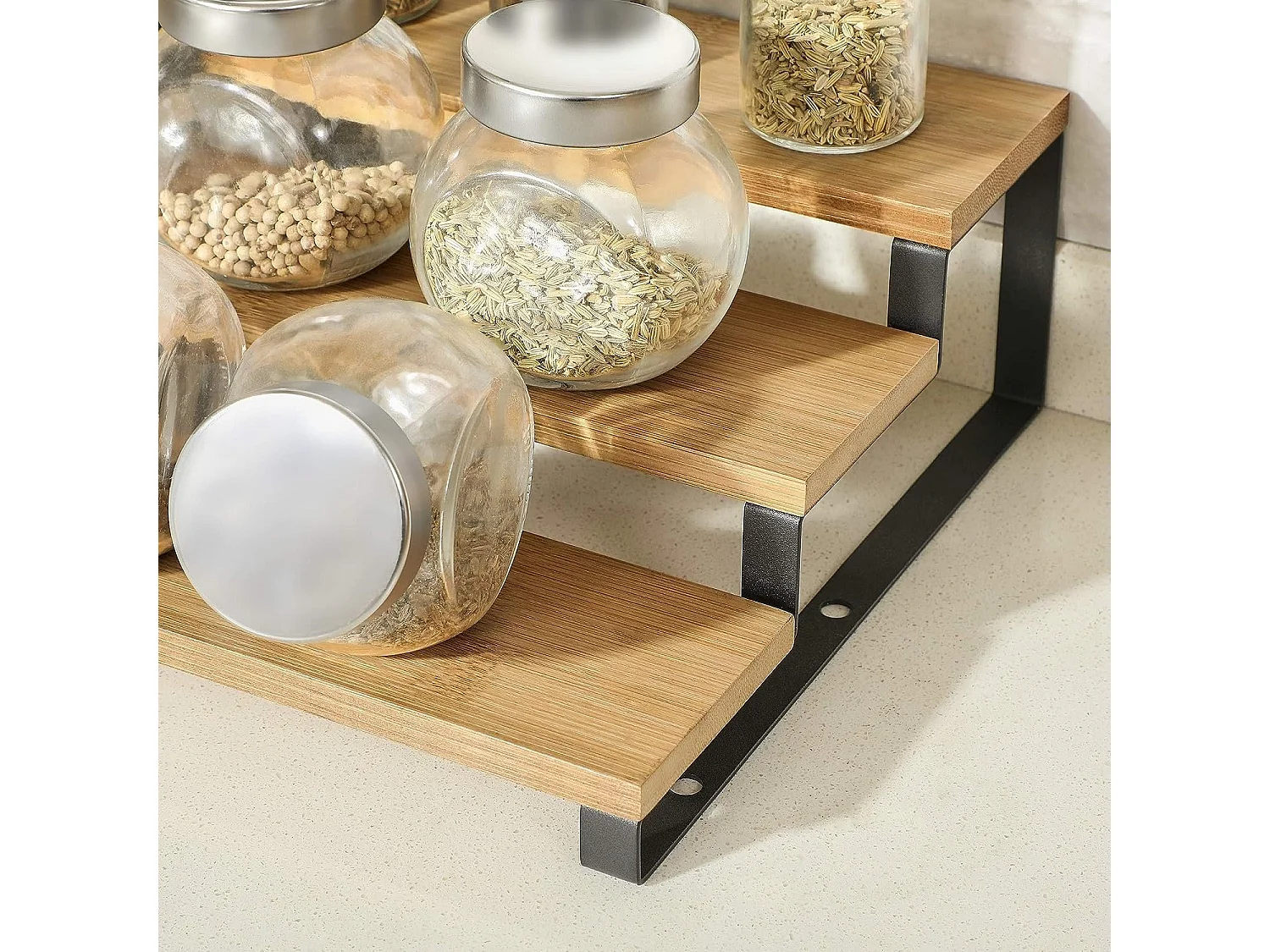 Bobbel Home - Kruidenrekken - Industrieel - Set van 2 - 3 planken - Zwart