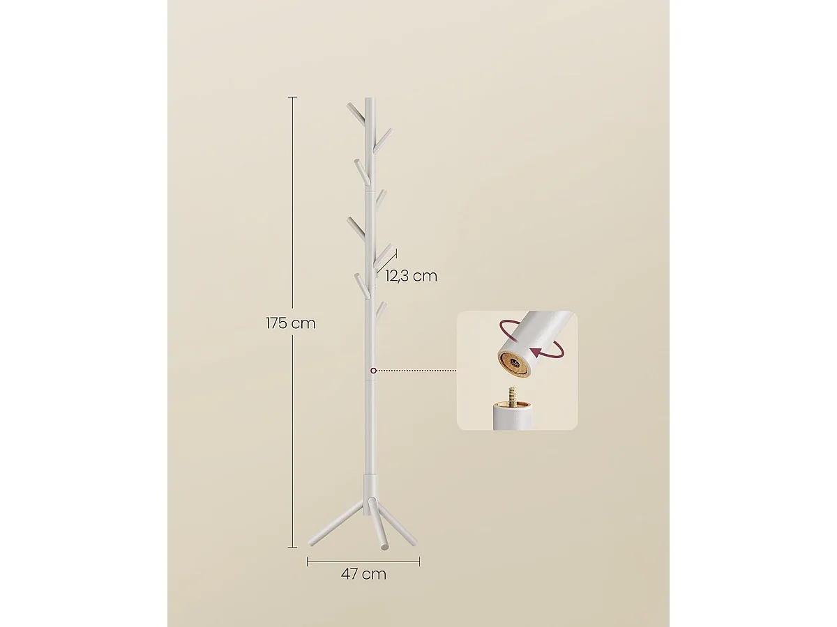 Parya Home Boomvormige Kapstok – Kledingrek van massief hout met 8 haken en 3 verstelbare hoogtes