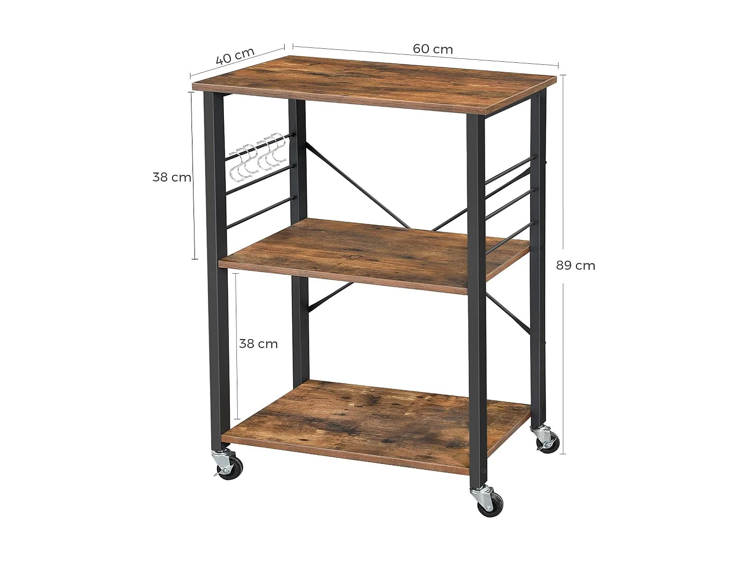 Bobbel Home - Keukenplank op wieltjes - Serveerwagen met 3 planken