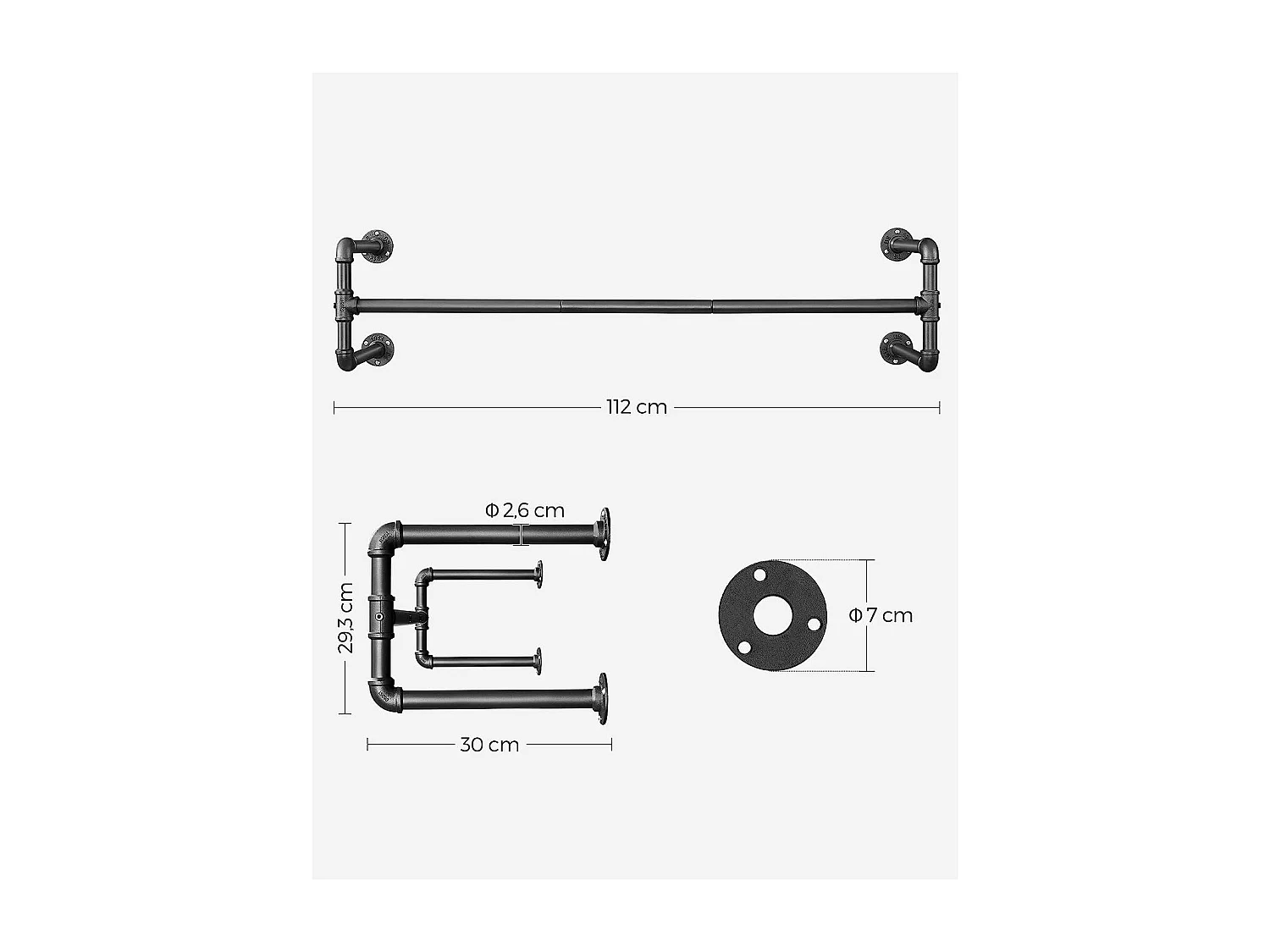 Parya Home - Garderoberekken - Wandmontage - Kapstok - Set van 2 - Zwart