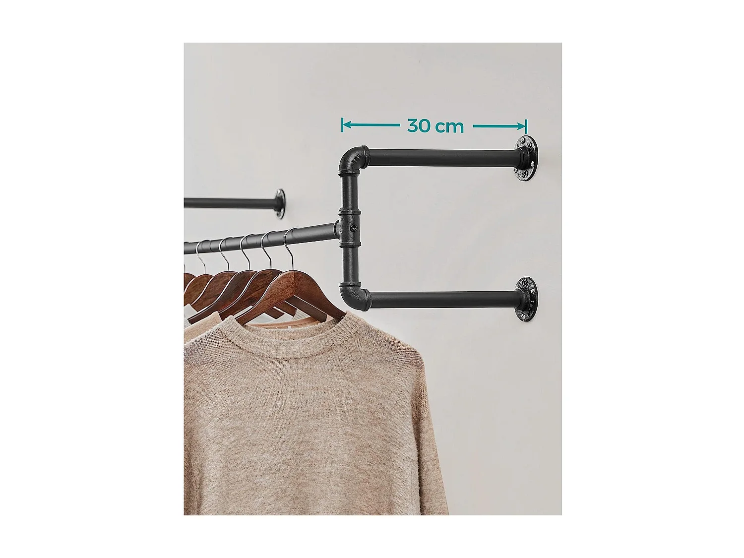 Parya Home - Garderoberekken - Wandmontage - Kapstok - Set van 2 - Zwart