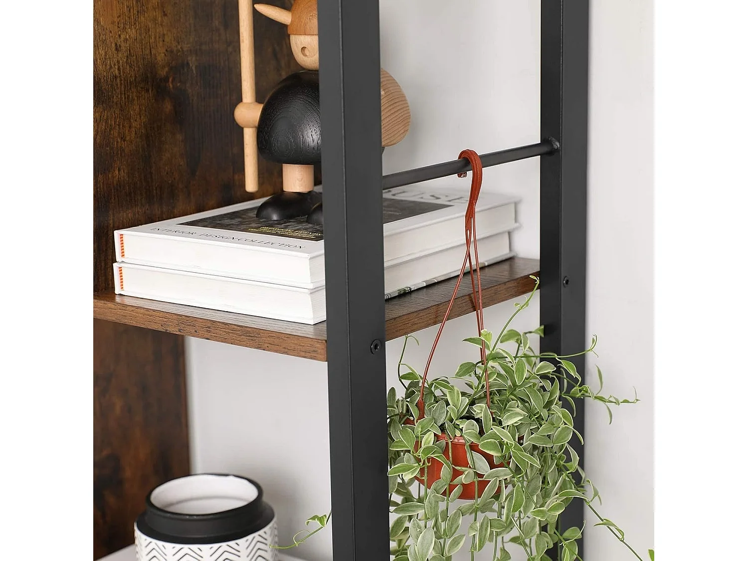 Parya Home Industriėle Boekenkast – Staande kast met 4 open legplanken, stalen frame, bruin-zwart