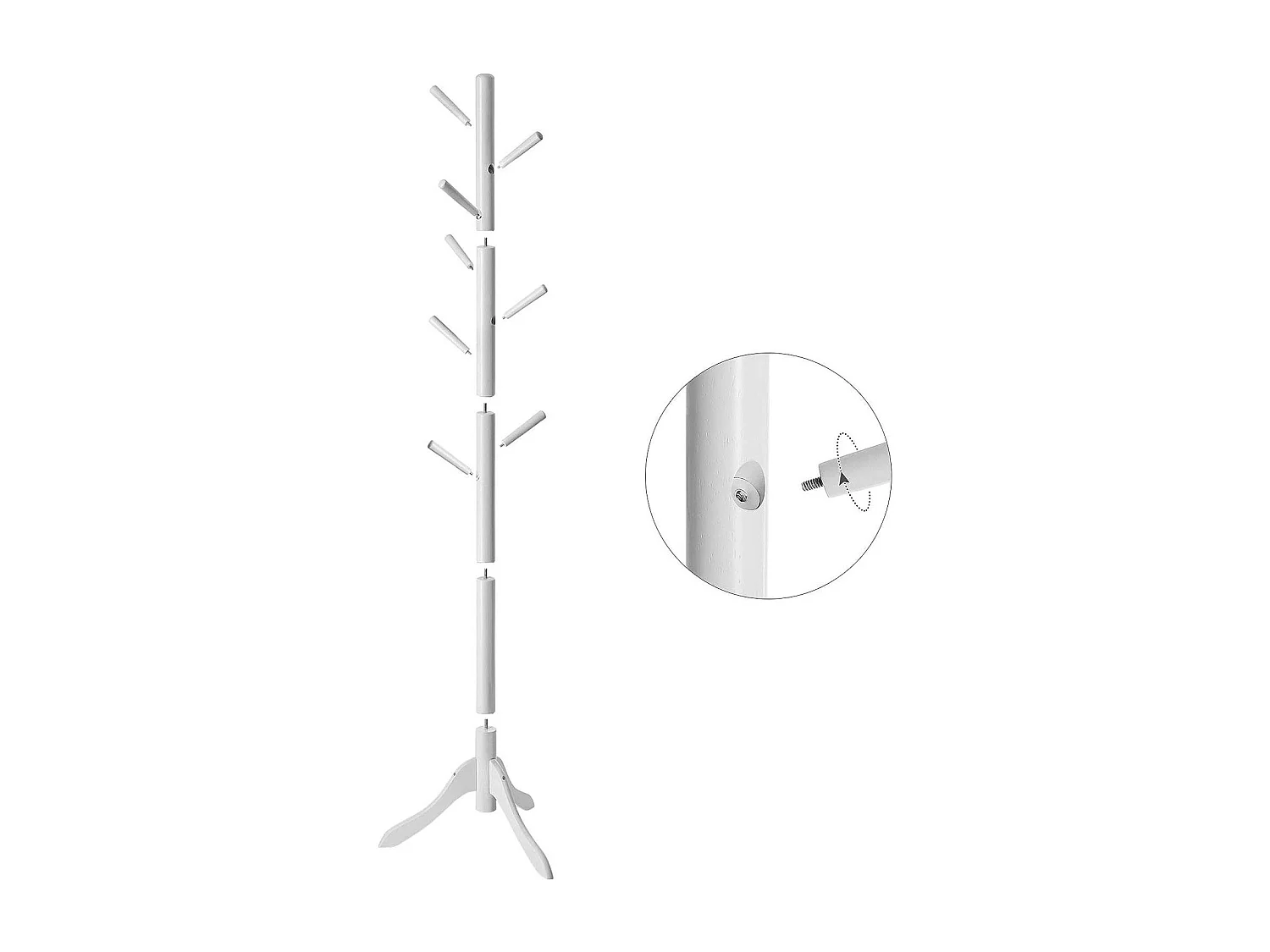 Bobbel Home - Vrijstaande kapstok - 8 haken - Boomvorm - Hout - Wit