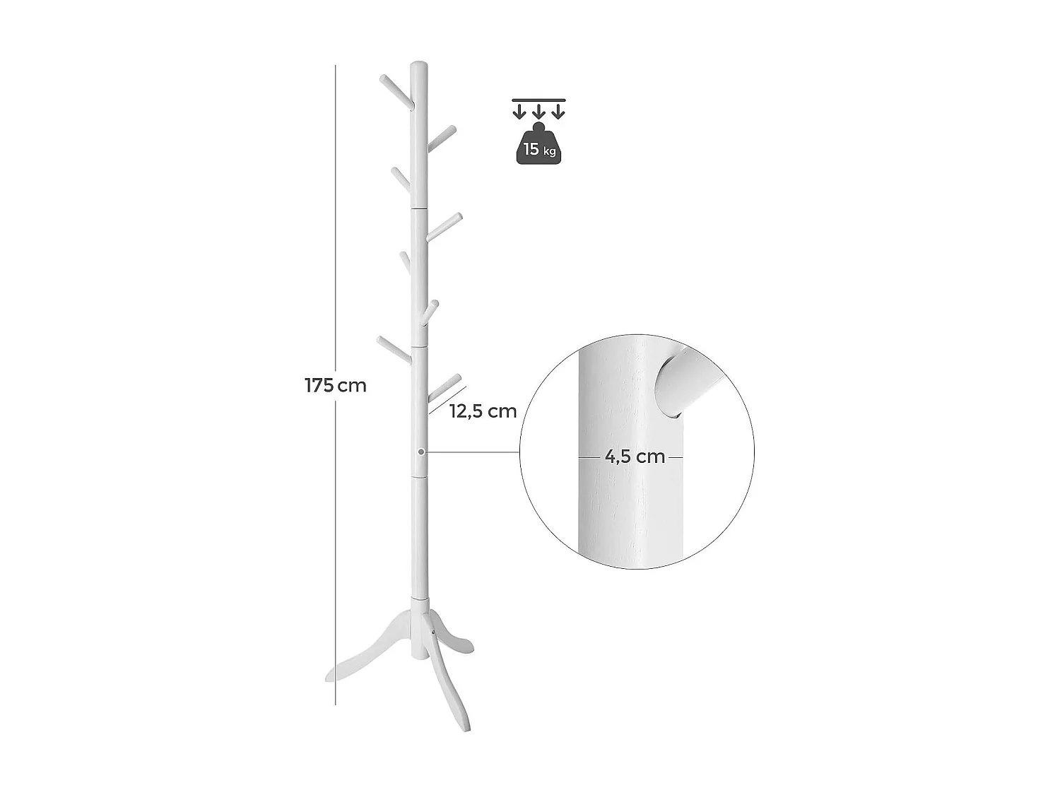 Bobbel Home - Vrijstaande kapstok - 8 haken - Boomvorm - Hout - Wit