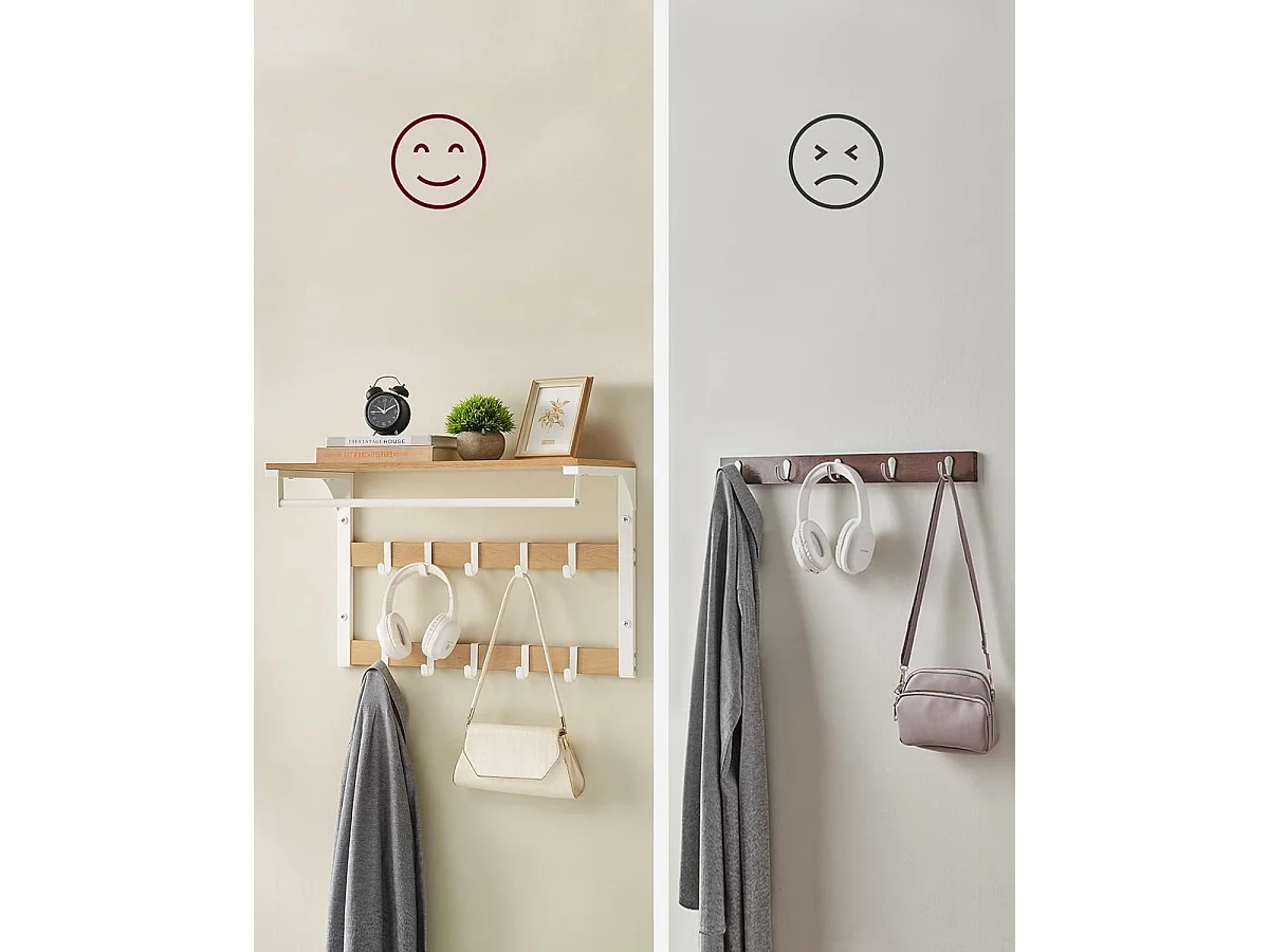 Parya Home Wandkapstok Opbergruimte –Halorganizer met kleerhanger, ruimtebesparend, 30 x 65 x 42 cm,