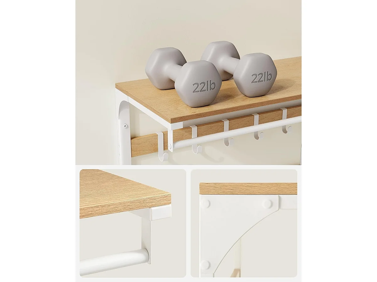 Parya Home Wandkapstok Opbergruimte –Halorganizer met kleerhanger, ruimtebesparend, 30 x 65 x 42 cm,