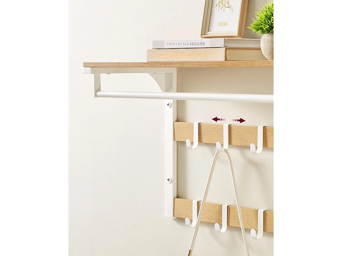 Parya Home Wandkapstok Opbergruimte –Halorganizer met kleerhanger, ruimtebesparend, 30 x 65 x 42 cm,