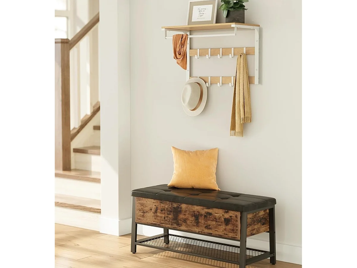 Parya Home Wandkapstok Opbergruimte –Halorganizer met kleerhanger, ruimtebesparend, 30 x 65 x 42 cm,