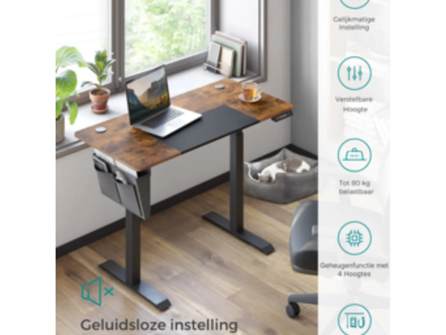 Parya Home Elektrisch Verstelbaar Bureau – Traploos in Hoogte Verstelbaar met 4 Geheugenstanden