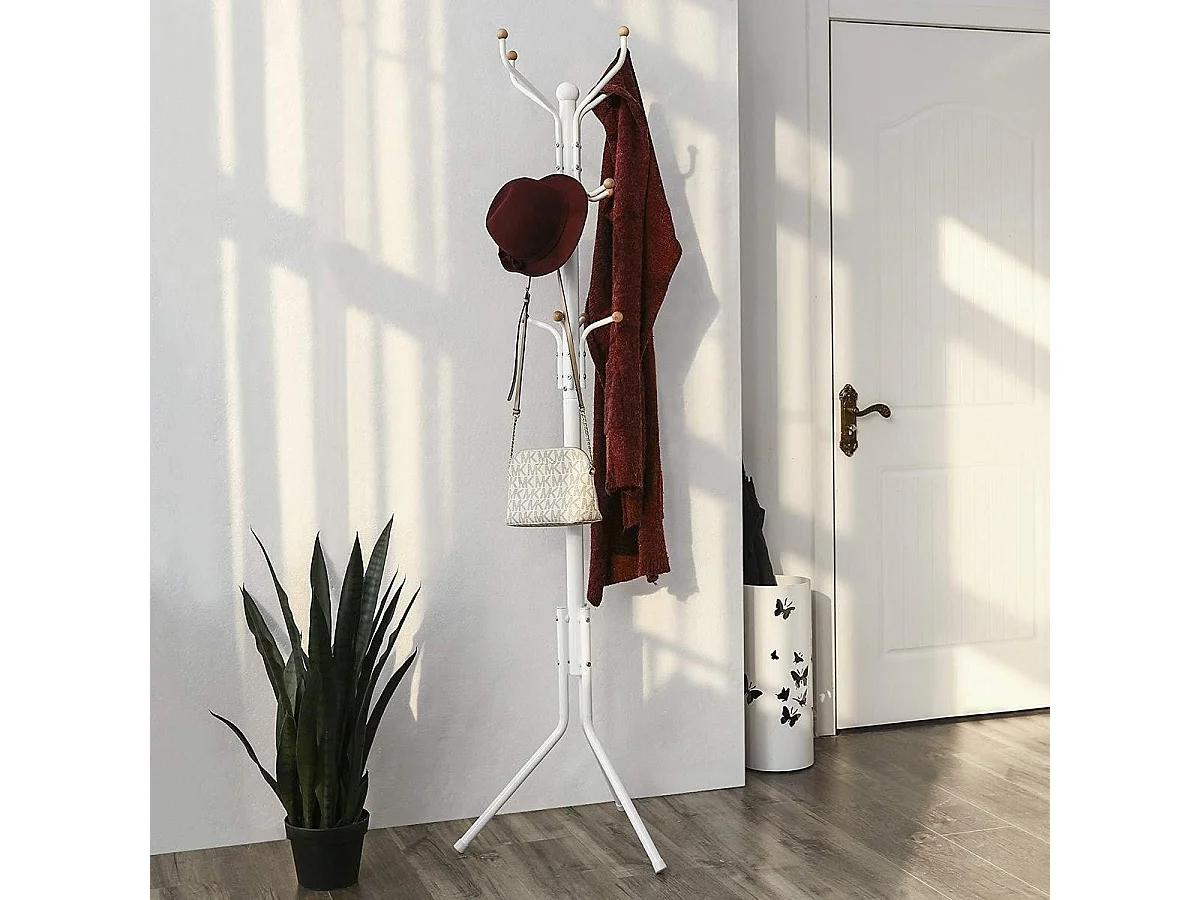 Staande Kapstok met 12 Haken - Metaal/ Beuken - Zwart