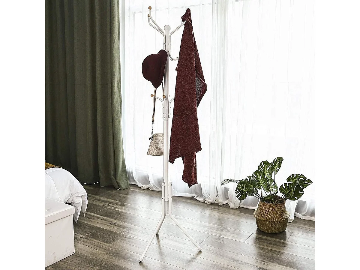 Staande Kapstok met 12 Haken - Metaal/ Beuken - Zwart