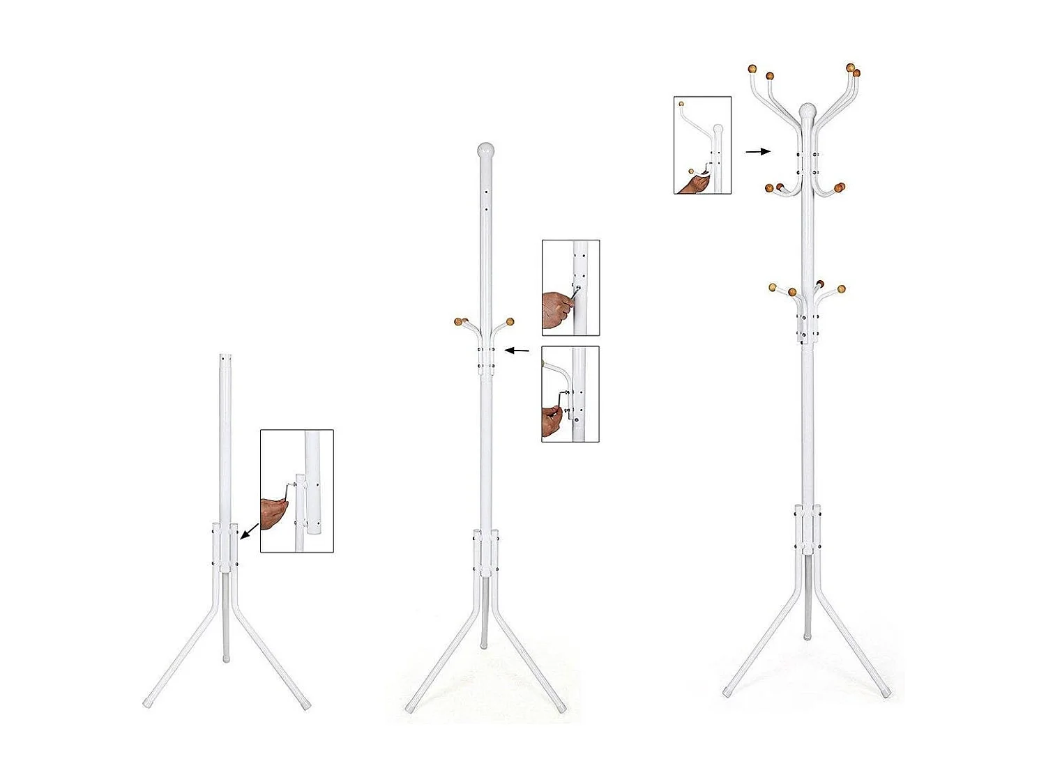 Staande Kapstok met 12 Haken - Metaal/ Beuken - Zwart