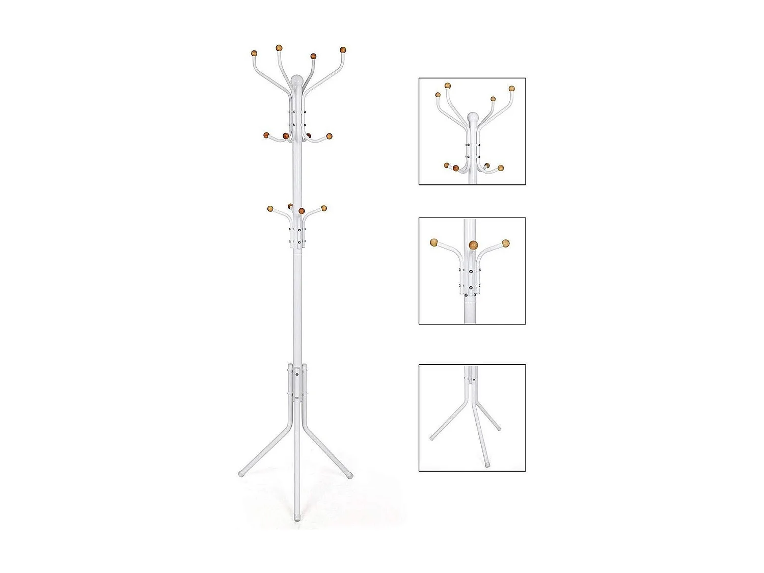 Staande Kapstok met 12 Haken - Metaal/ Beuken - Zwart