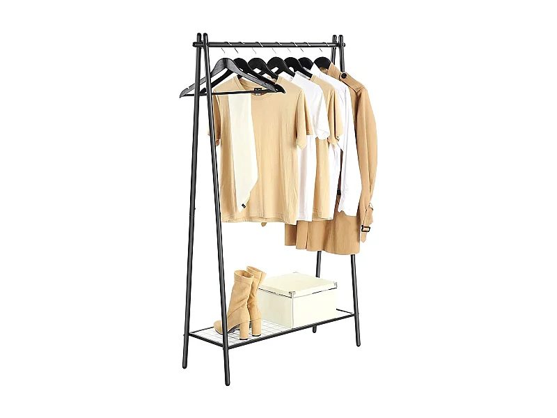 Kledingrek Bobbel Home - Staal Zwart - Inclusief Rooster en Kledingstang