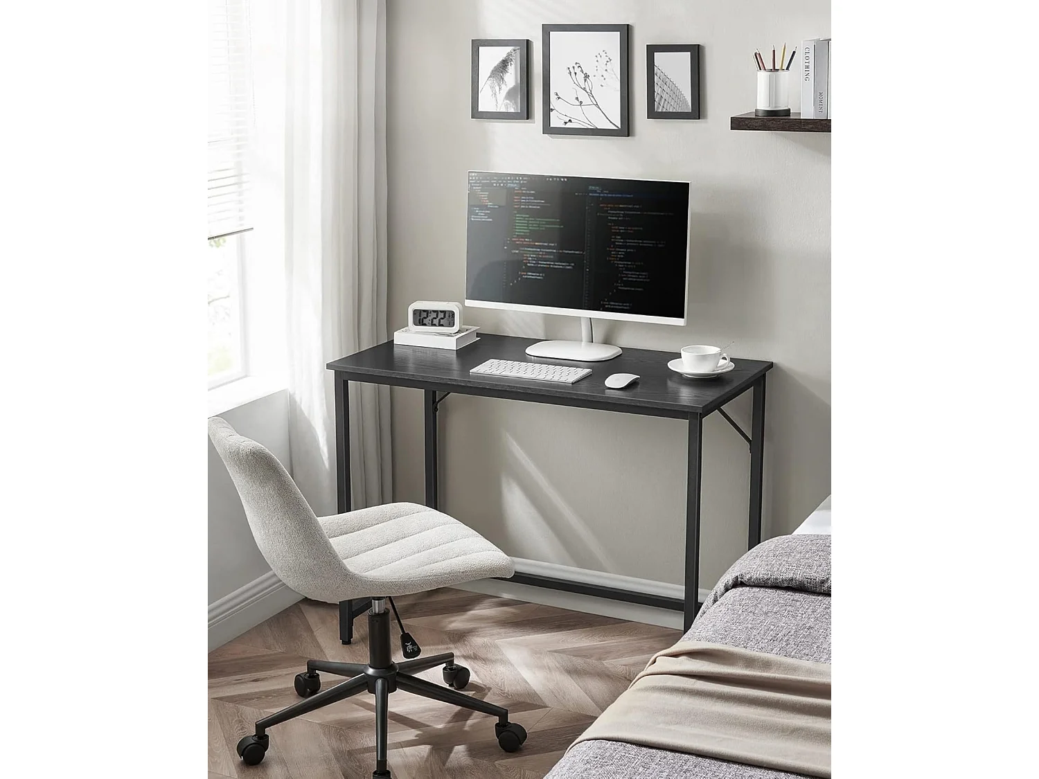 Parya Home Compact Bureau – Modern computerbureau met metalen frame, 50 x 100 x 76 cm, zwart