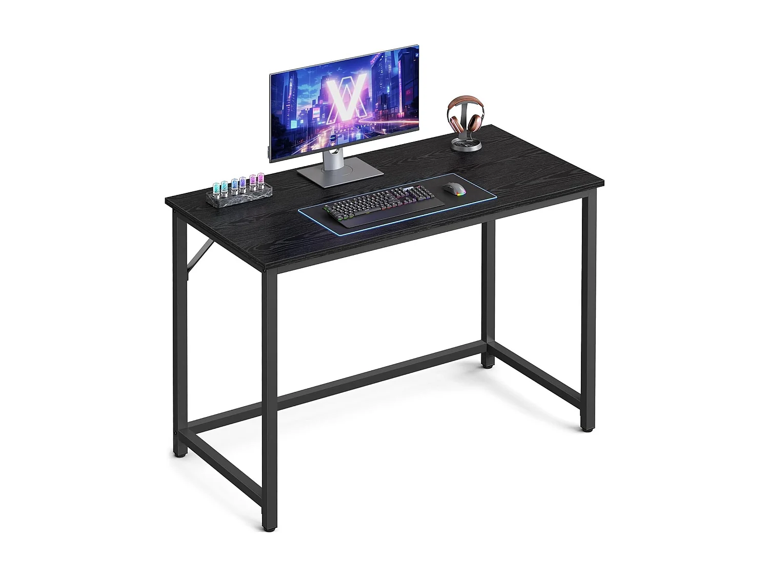 Parya Home Compact Bureau – Modern computerbureau met metalen frame, 50 x 100 x 76 cm, zwart