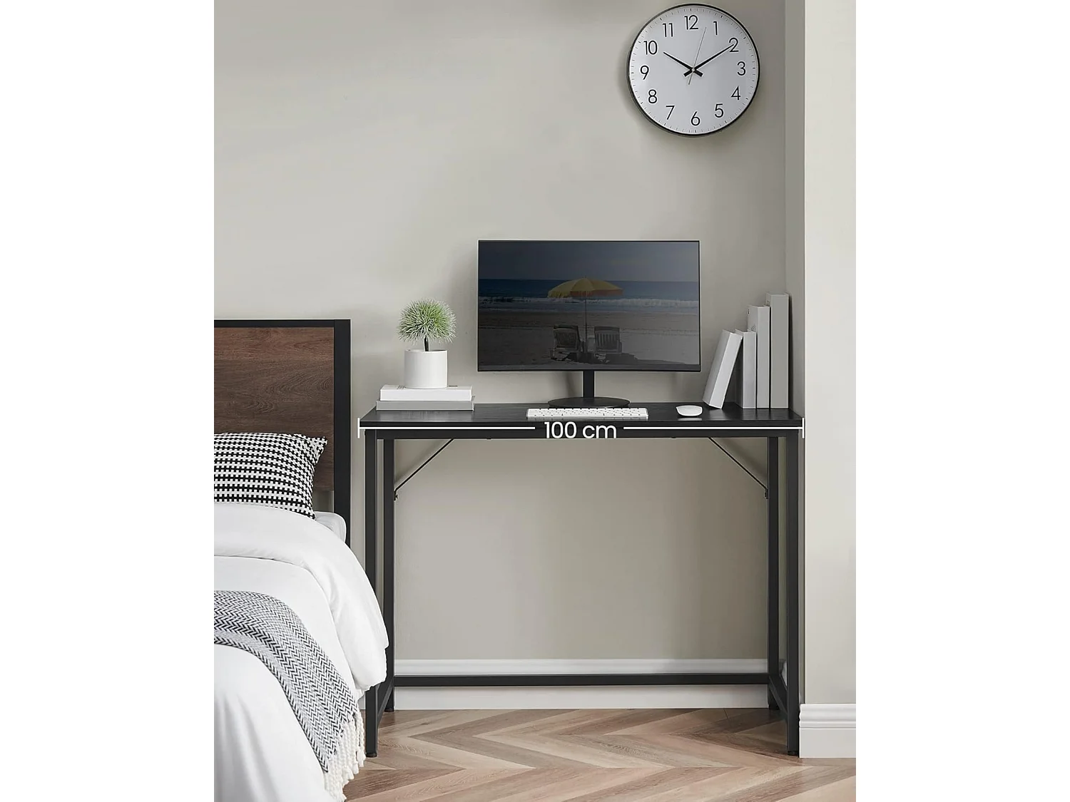 Parya Home Compact Bureau – Modern computerbureau met metalen frame, 50 x 100 x 76 cm, zwart