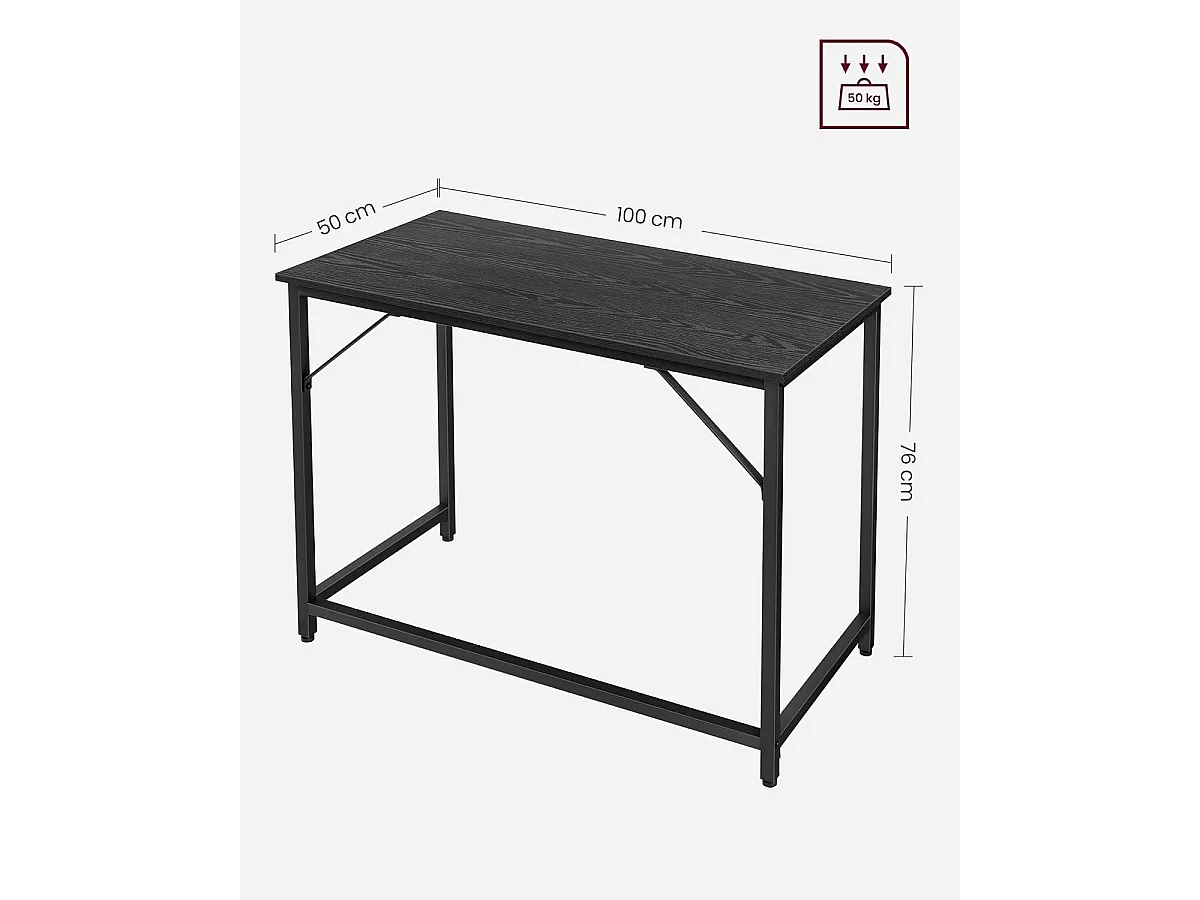 Parya Home Compact Bureau – Modern computerbureau met metalen frame, 50 x 100 x 76 cm, zwart