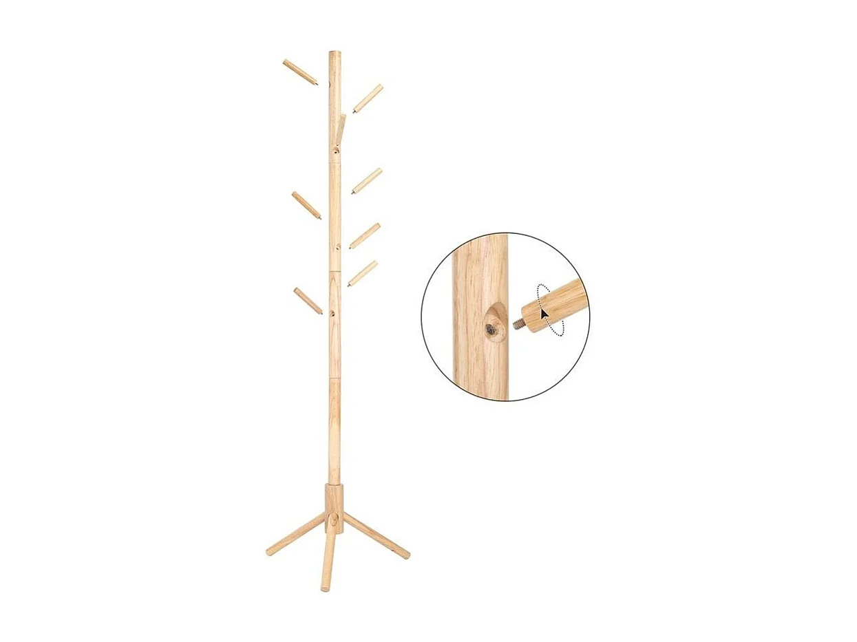 Parya Home Massief Houten Kapstok – Boomvormig kledingrek met 8 haken en 3 verstelbare hoogtes, hout