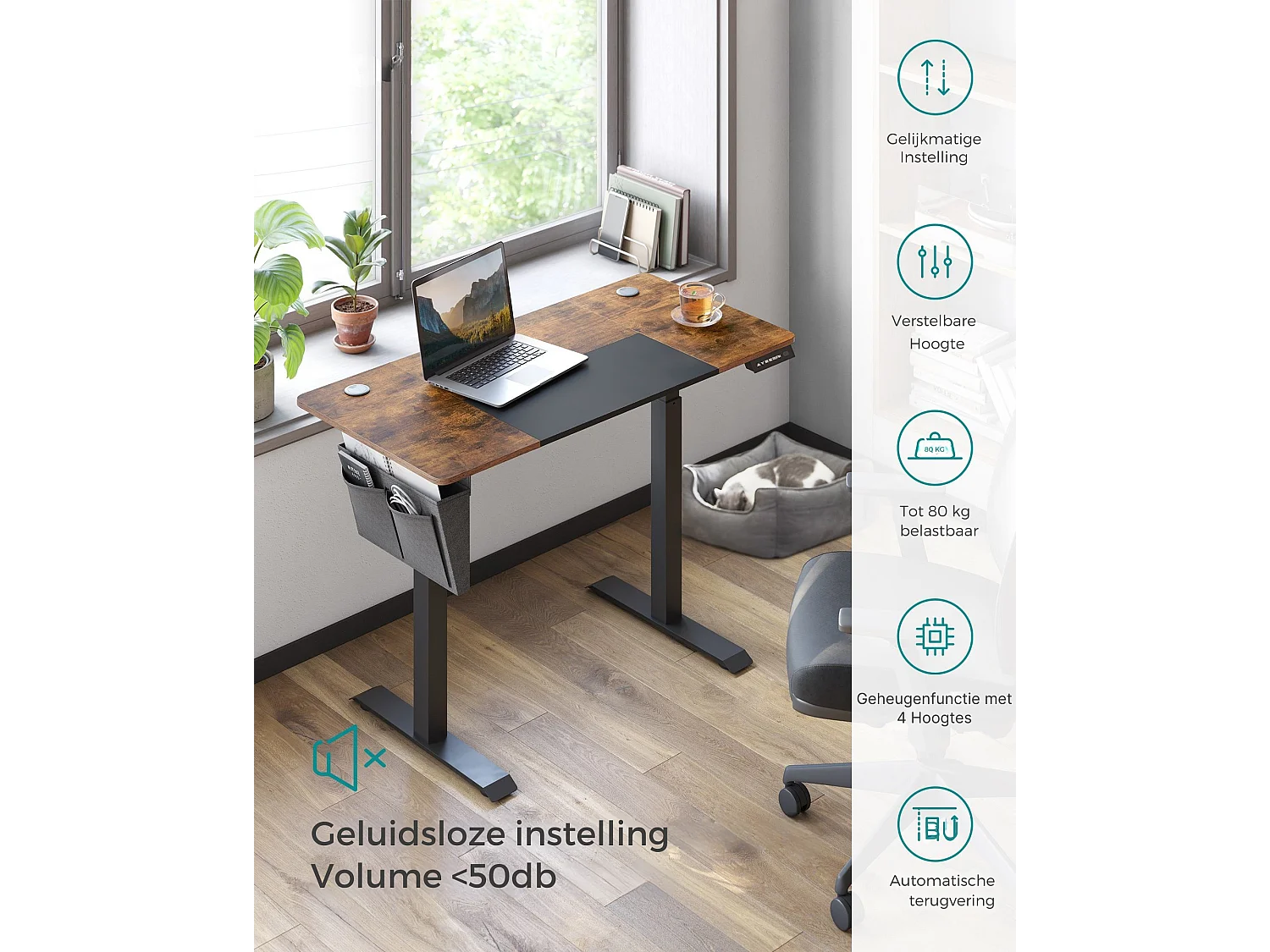 Parya Home Elektrisch Verstelbaar Bureau 120 x 60 cm – Hoogte Verstelbaar met Geheugenfunctie