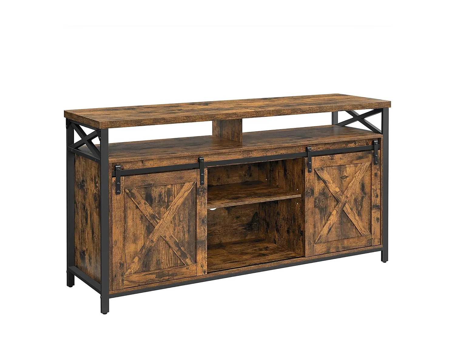 Parya Home Tv-meubel-Lowboard voor televisies tot 65 inch, met verstelbare planken en rustieke deur,