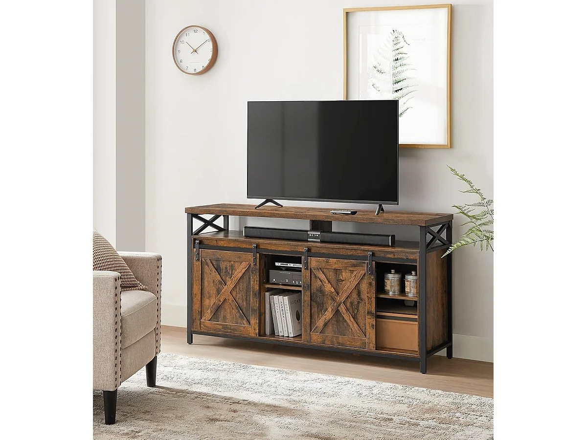 Parya Home Tv-meubel-Lowboard voor televisies tot 65 inch, met verstelbare planken en rustieke deur,