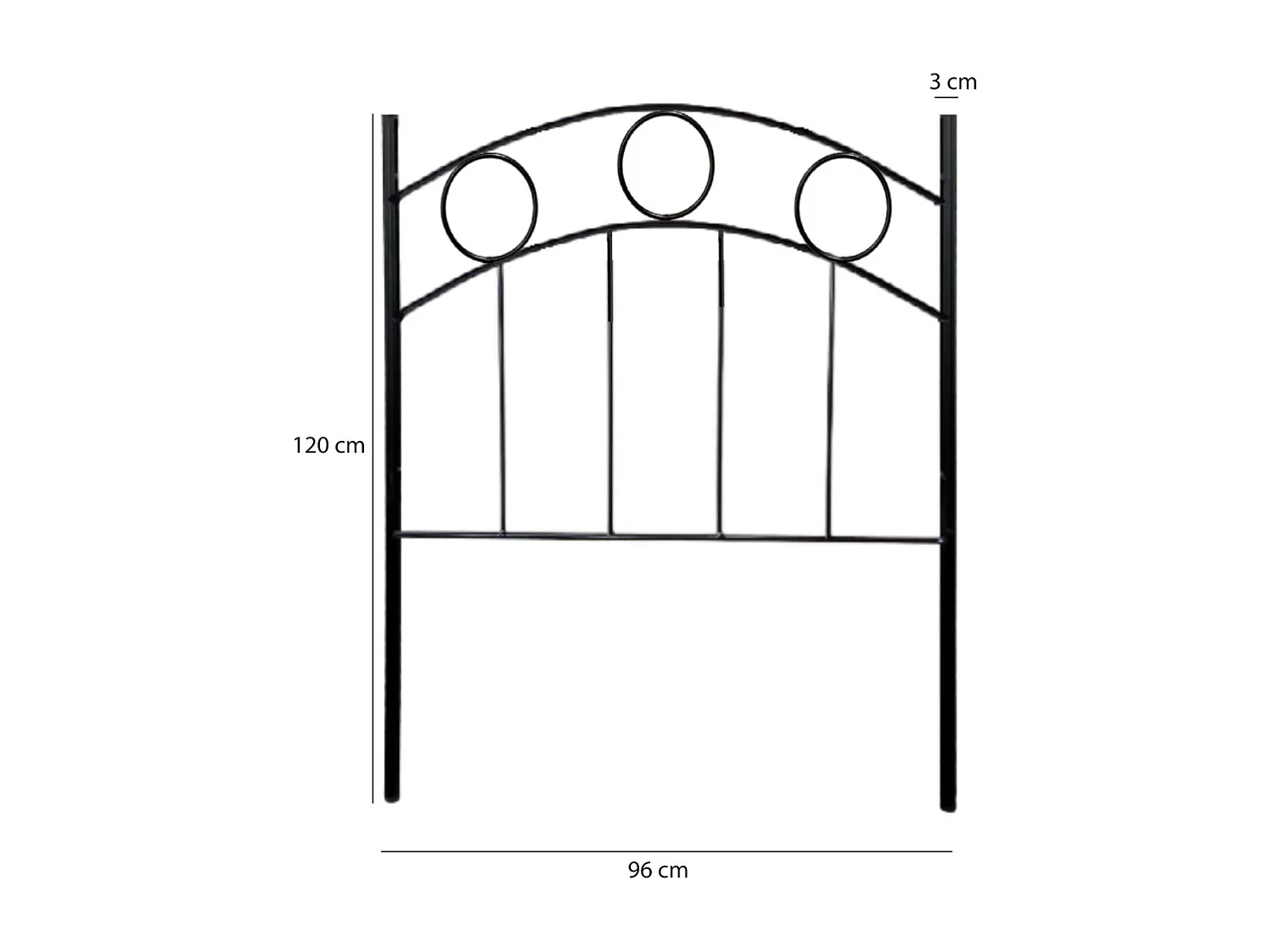 Cabecero de cama juvenil de 120x96x4 cm de forja hierro de diseño cásico en negro Yorker