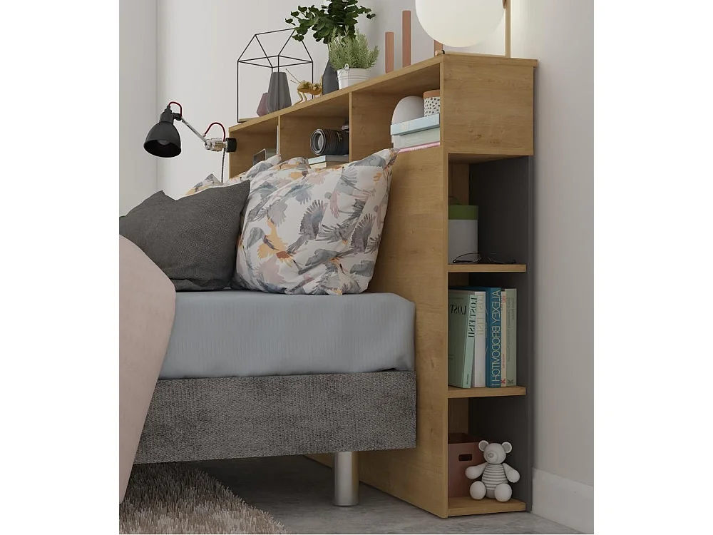 Cabecero de cama de 100x162x23 cm con 9 espacios de almacenaje en color beige Onix