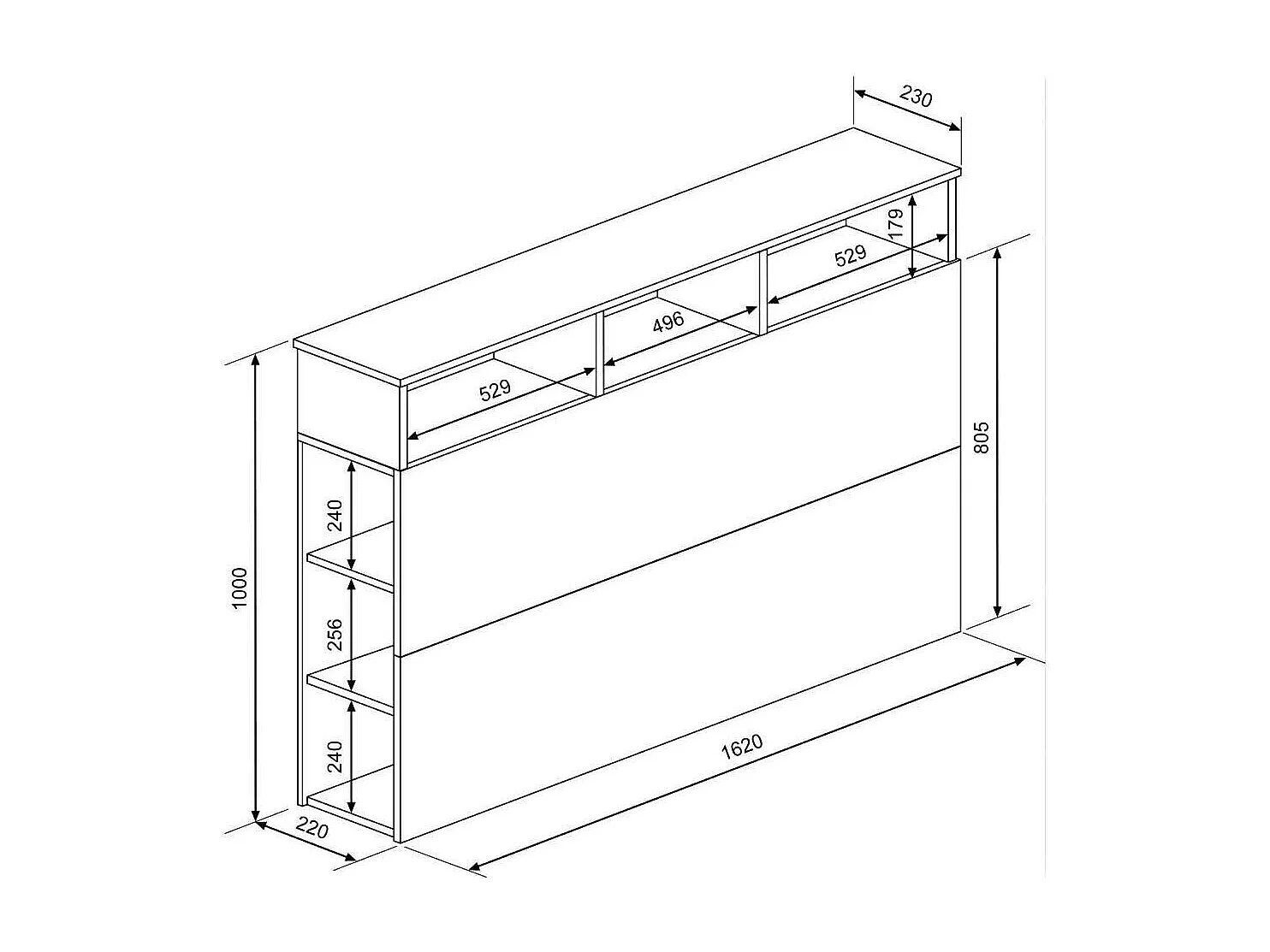 Cabecero de cama de 100x162x23 cm con 9 espacios de almacenaje en color beige Onix
