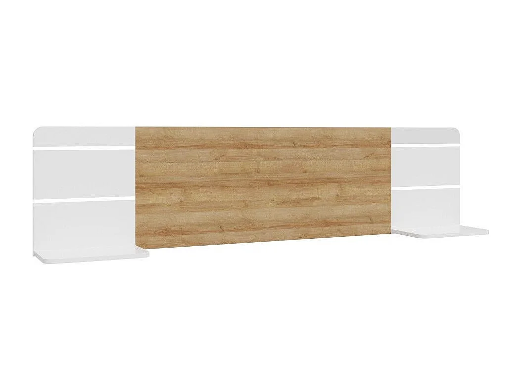 Cabecero de cama de 63x256,2x43,2 cm con estante integrado en color blanco y beige Leny